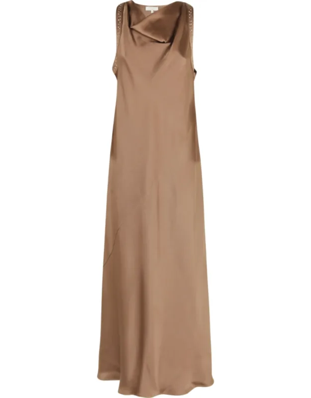 Shawl Neckline Sequin Trim Maxi Dress