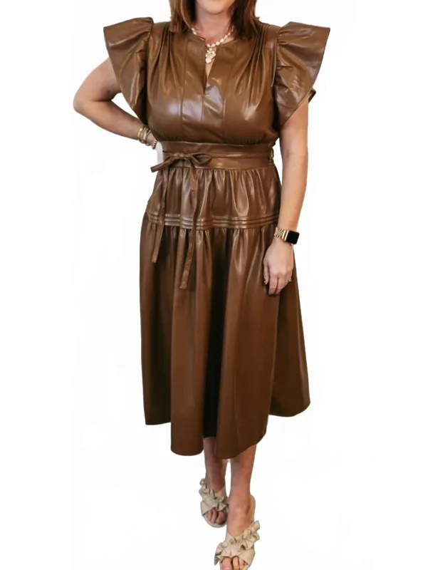 Faux Leather Midi Dress