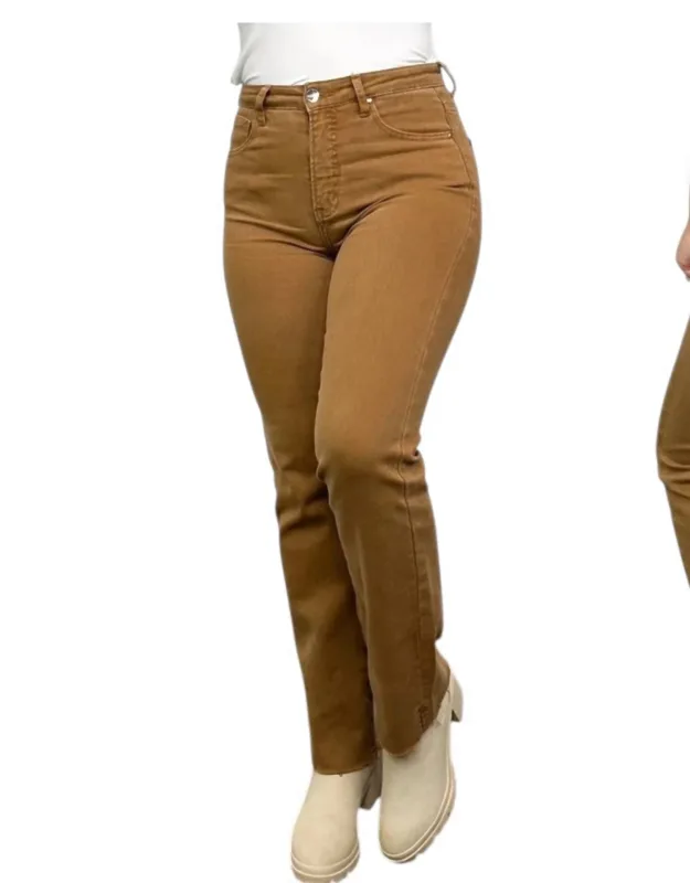High-rise Raw Hem Straight Leg Jeans