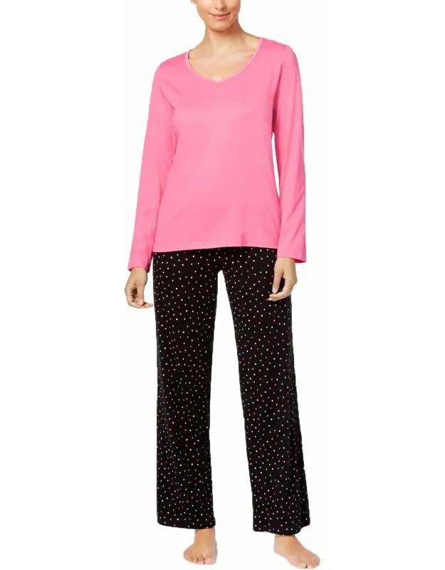 Graphic Top And Printed Pants Pajama Set