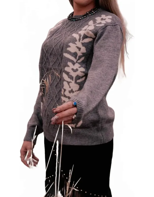 Floral Cable Knit Sweater