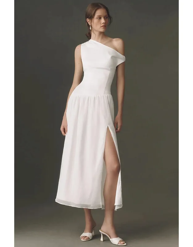 One-shoulder Satin Maxi Dress
