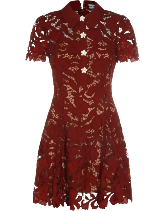 Puff-sleeve Lace Mini Dress