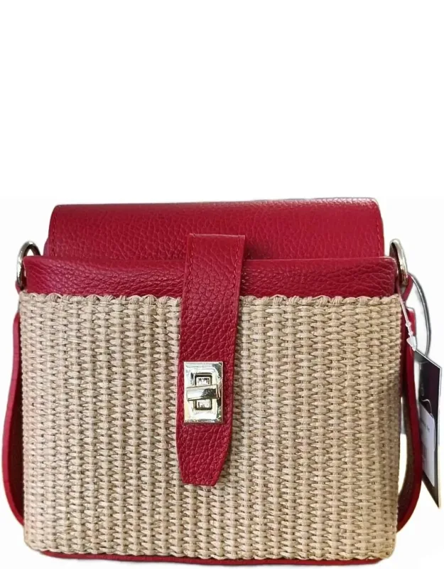 Mini Raffia Leather Handbag