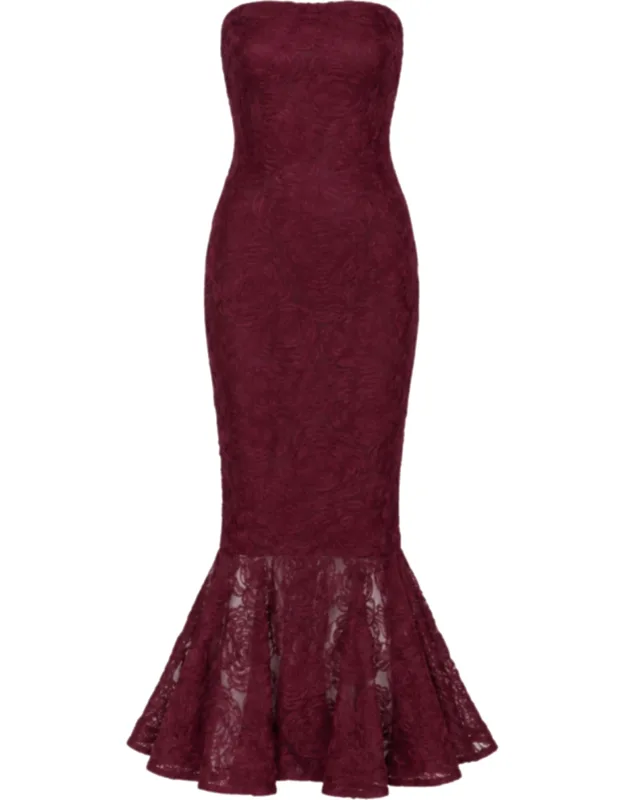 Textured Floral Mesh Mermaid Evening Dress