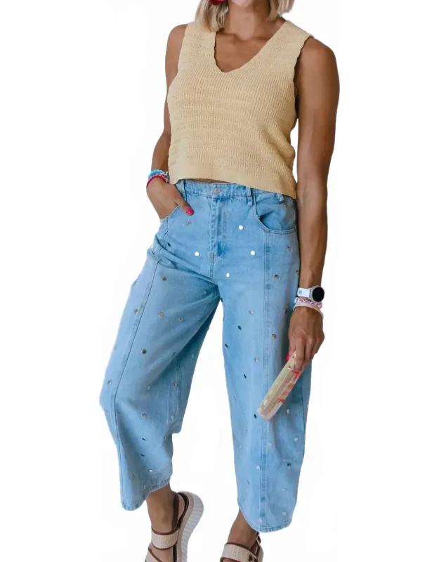 Studded Barrel Jeans