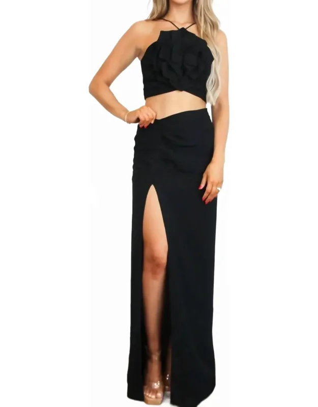 Wisteria Cutout Rosette Maxi Dress