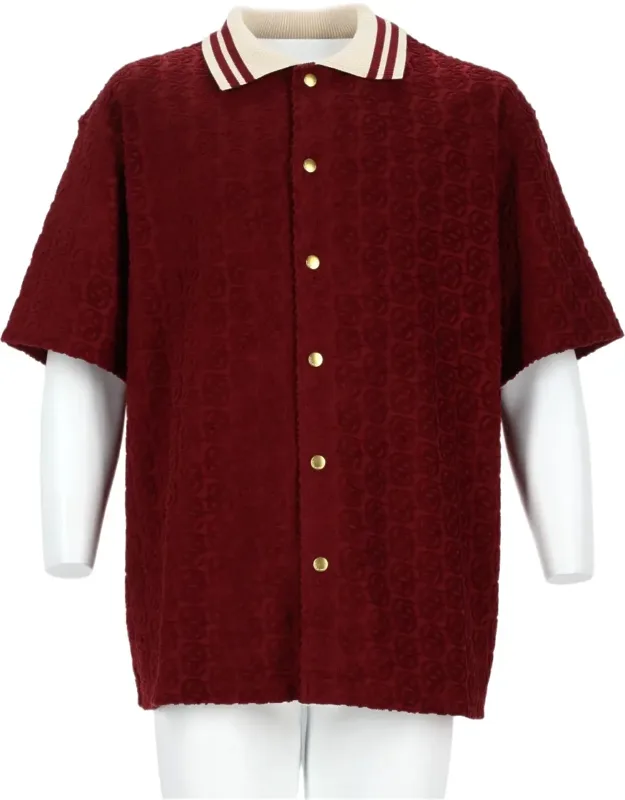 Textured Monogram Short-sleeve Cotton Shirt
