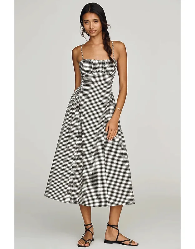 Drop-waist Shirred Midi Dress