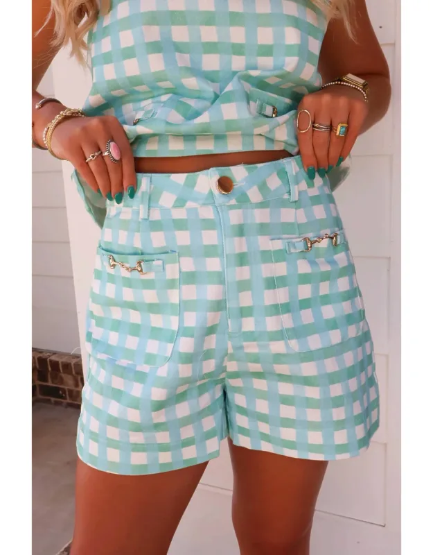 High Waist Plaid Shorts