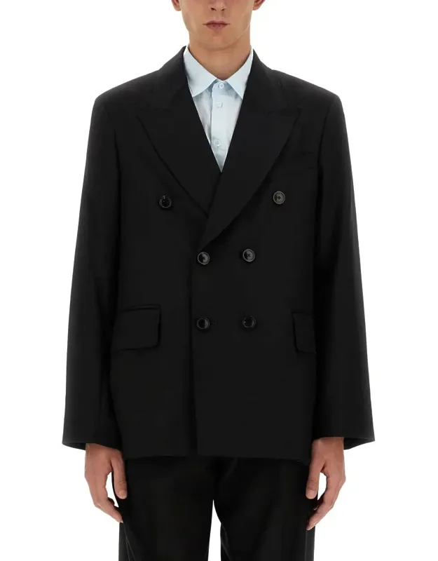 Double-breasted Blazer With Wide Lapels And Flap Pockets