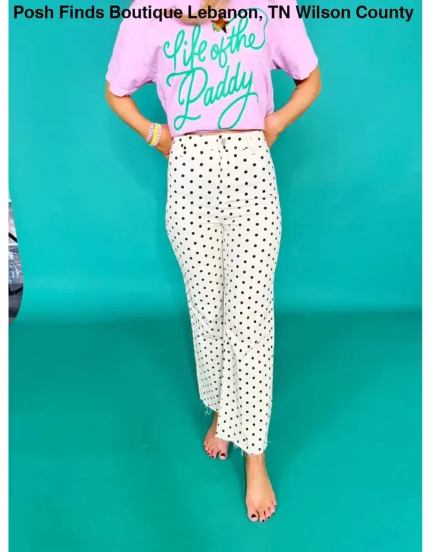 Mini Polka Dot Stretchy Denim Pants