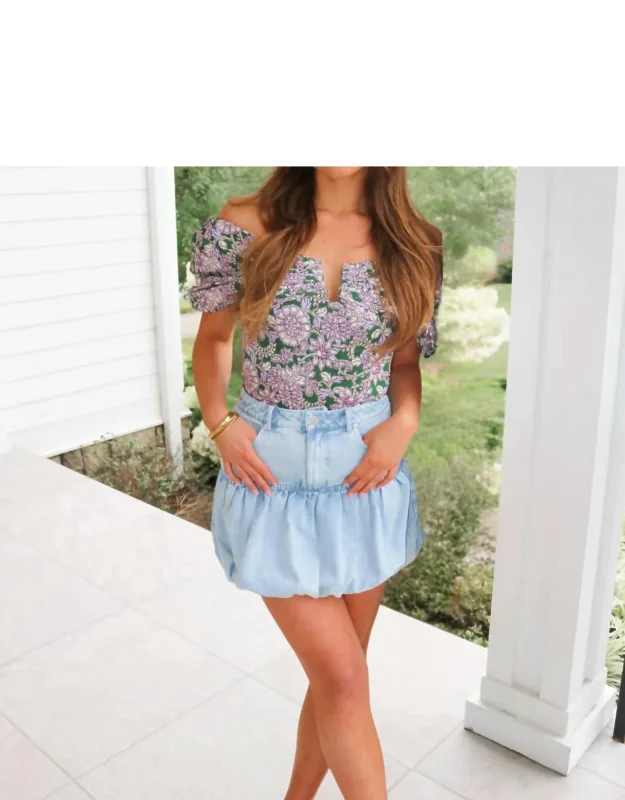 Bubble Hem Denim Skirt