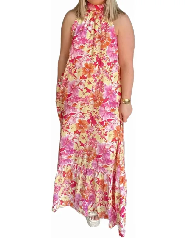 Halter Mock Neck Maxi Dress