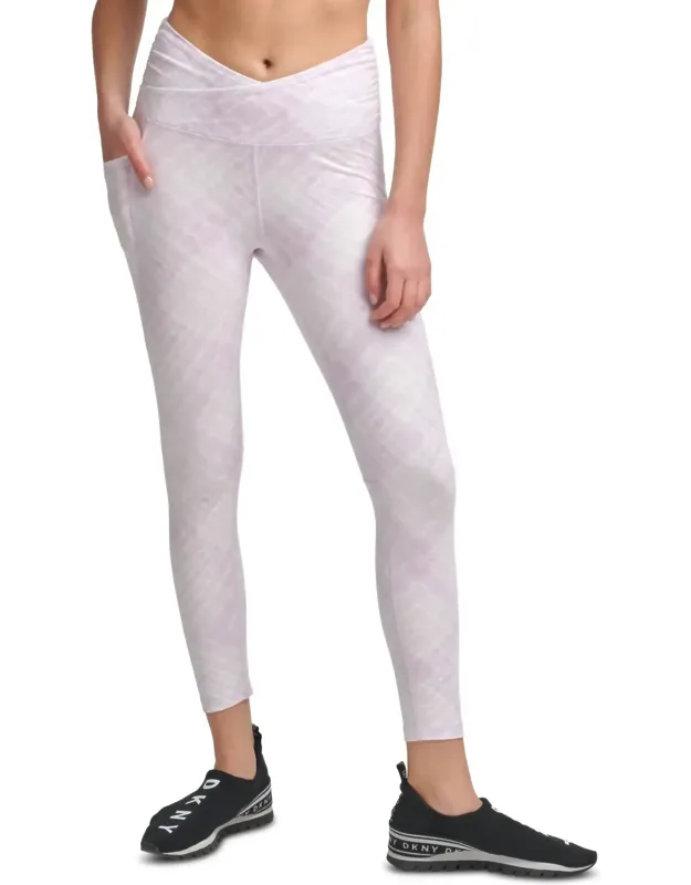 Crossover-front Tie-dyed Leggings
