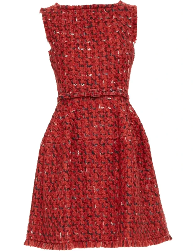 Boucle Tweed Fit And Flare Dress