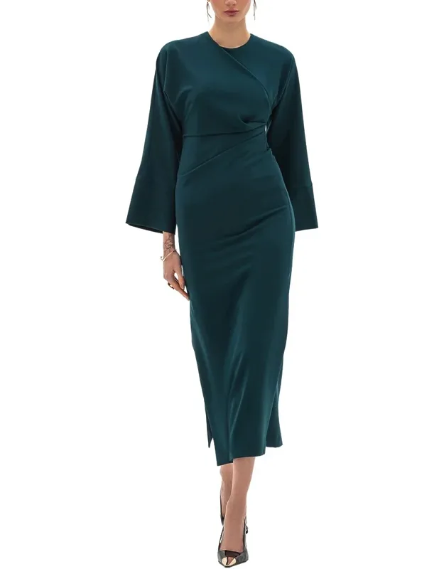 Midi Dress In Green, Classic Business Style With Daring Individuality
