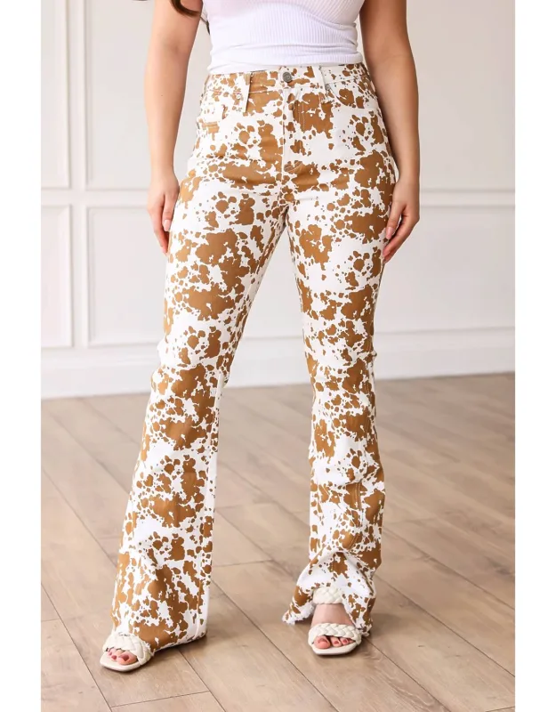 The Sadie Cowhide Flare With Fray Hem Pants