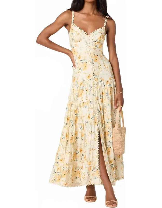 Tazia Floral Dress With Adjustable Spaghetti Straps And Sweetheart Neckline
