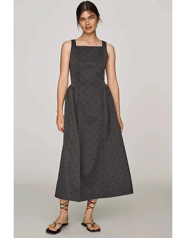 Basque-waist Midi Dress