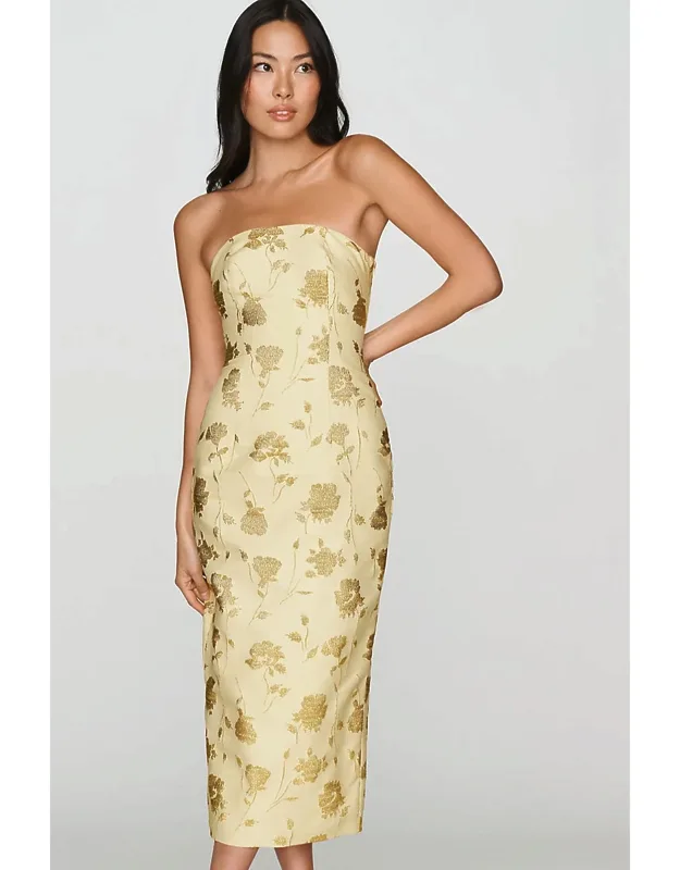 Brocade Column Midi Dress