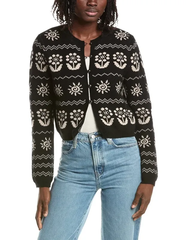 Evelyn Floral Motif Cashmere Cardigan