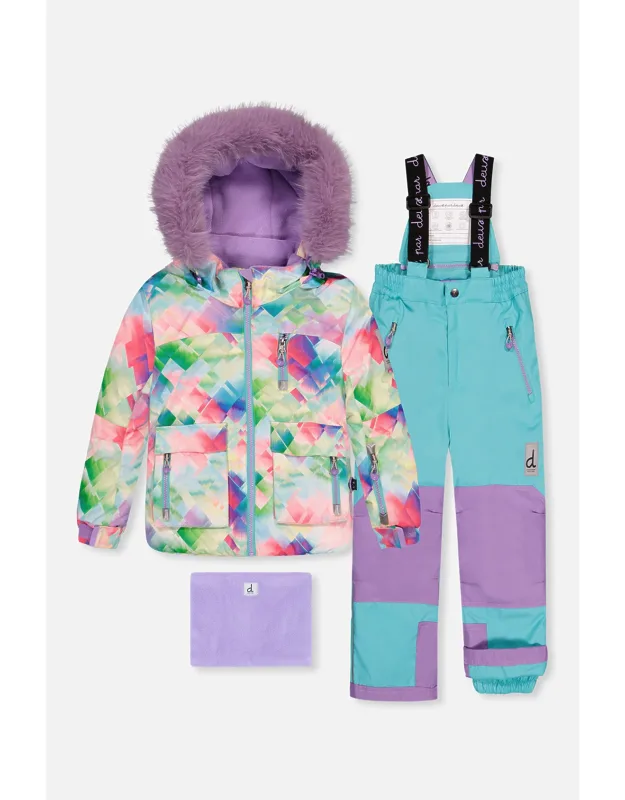 Two Piece Play Snowsuit With A Diamond Pattern