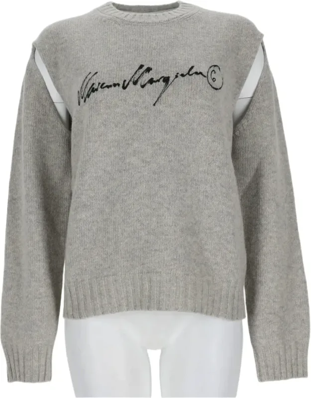 Relaxed Fit Sweater With Embroidered Script