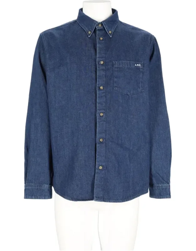 Button-up Denim Texture Organic Cotton Shirt