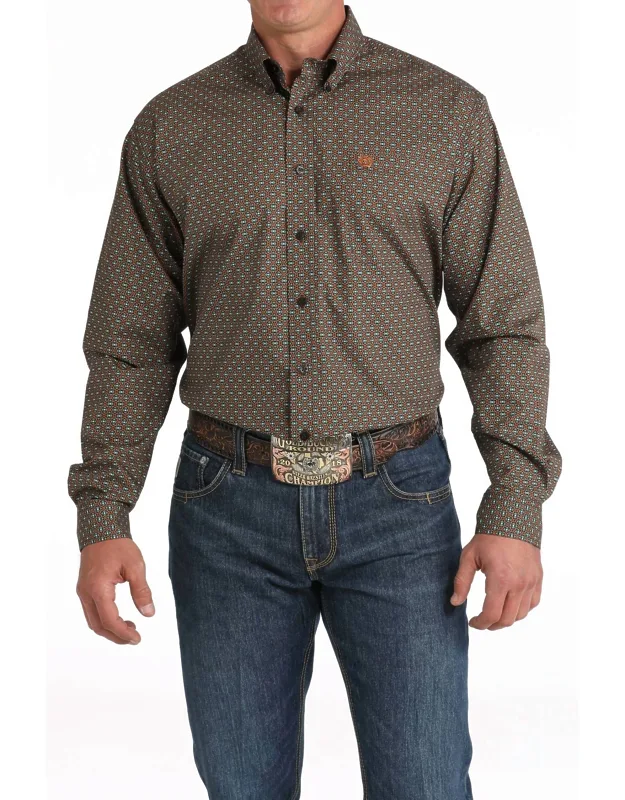 Plain Weave Long Sleeve Button Down Shirt