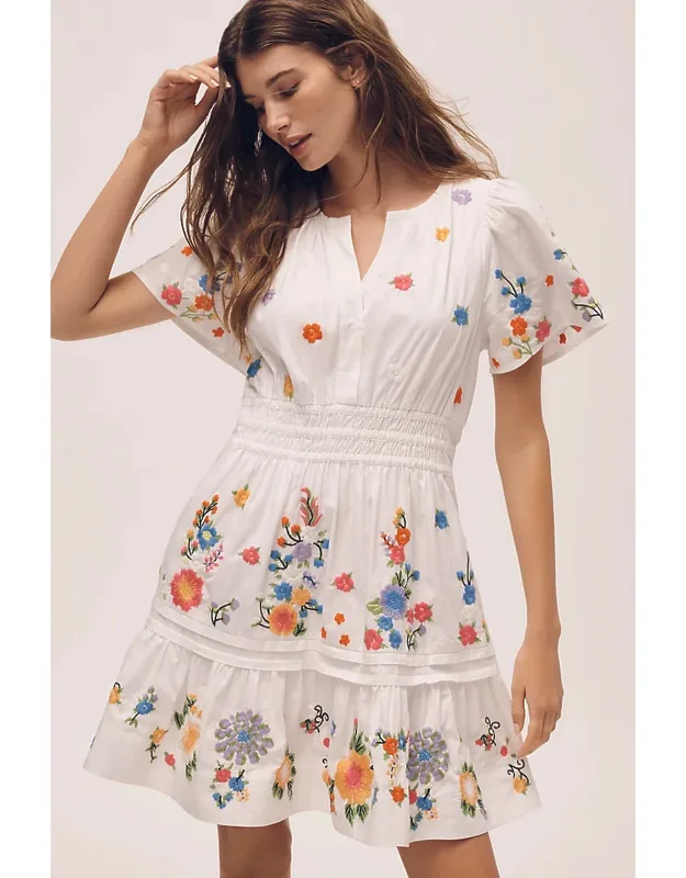 Embroidered Mini Dress