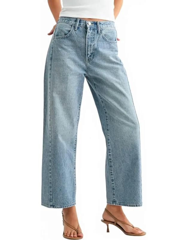 High Rise Twist Seam Barrel Jeans