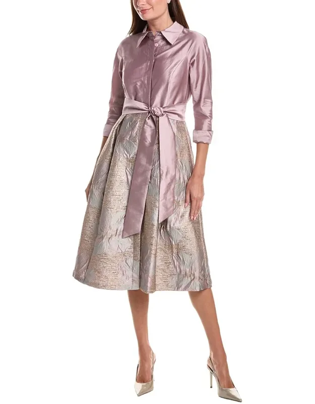 Taffeta Jacquard Floral Shirtdress