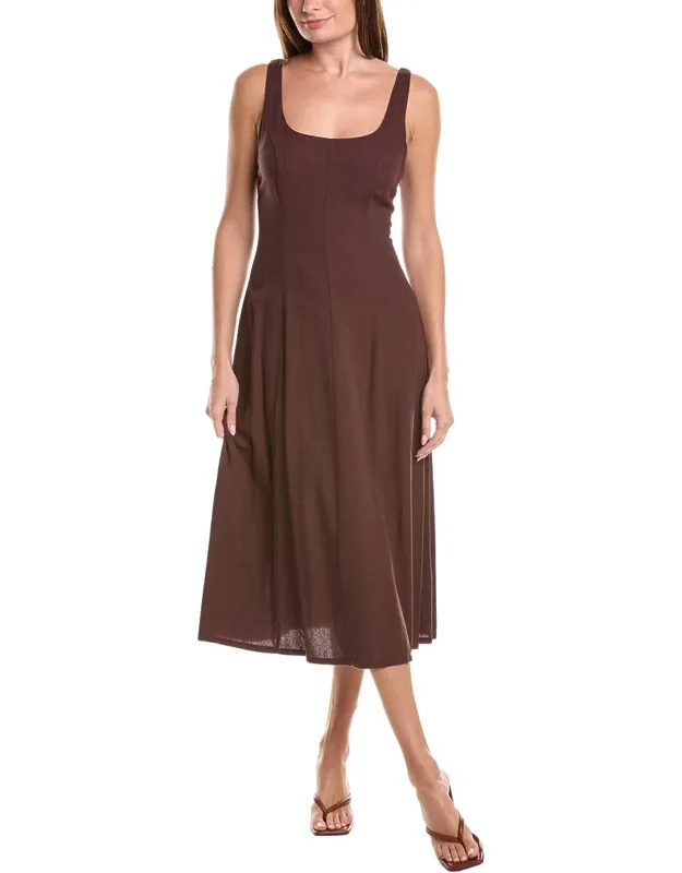 Linen-blend Mid Dress