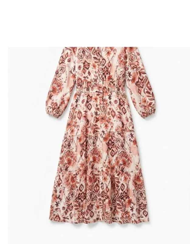 Long Sleeve Woven Print Mini Dress