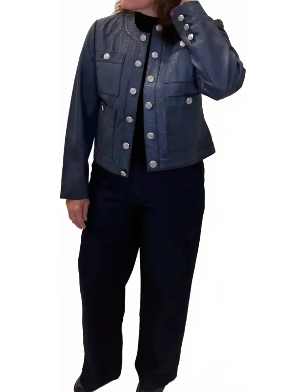 Croc-embossed Leather Jacket