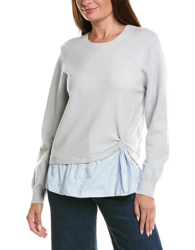 Sweater With Approximately 27in From Shoulder To Hem And Poplin Peekaboo Hem