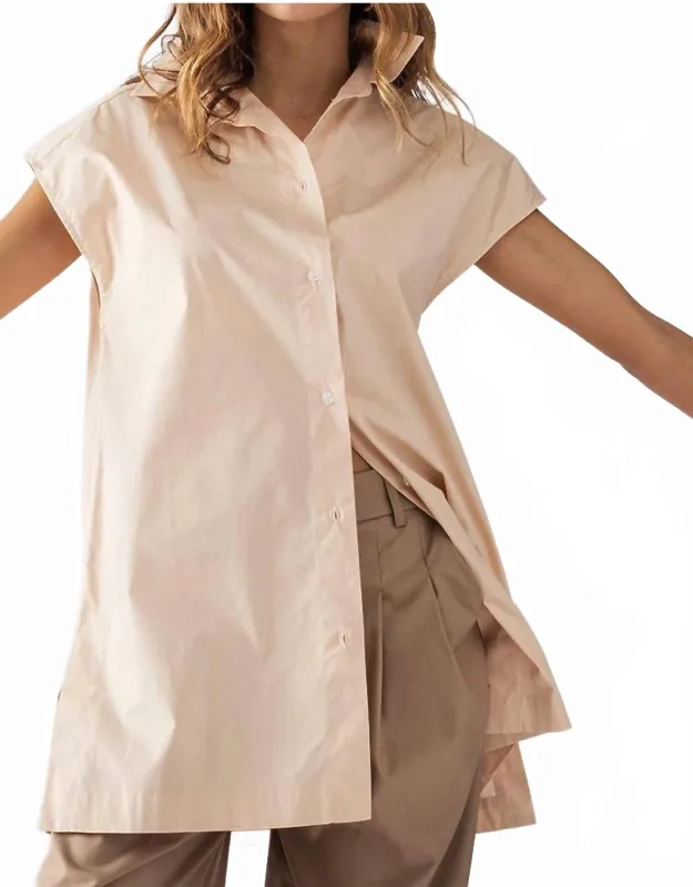Short Sleeve Button-up Tunic Top