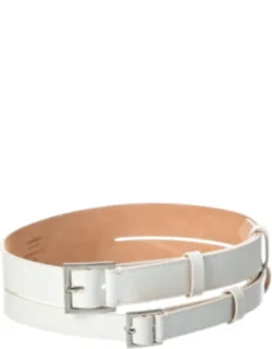 Leather Belt With Silver-tone Hardware And Pin Buckle Closure