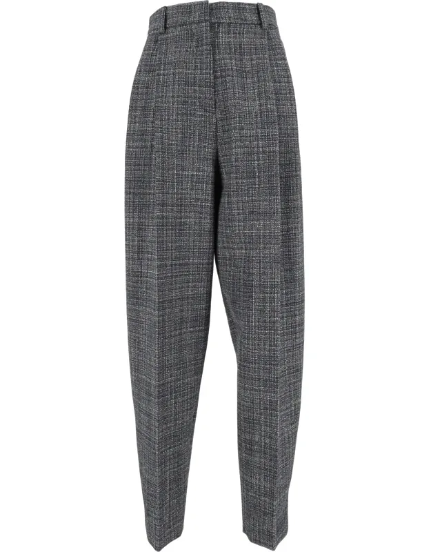 Checkered Pleated Carrot-fit Pants