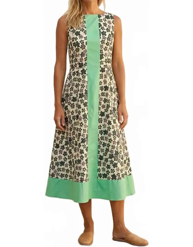 Colorblock Sleeveless Midi Dress