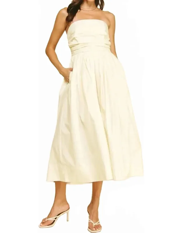 Shirring Detailed Sleeveless Midi Dress