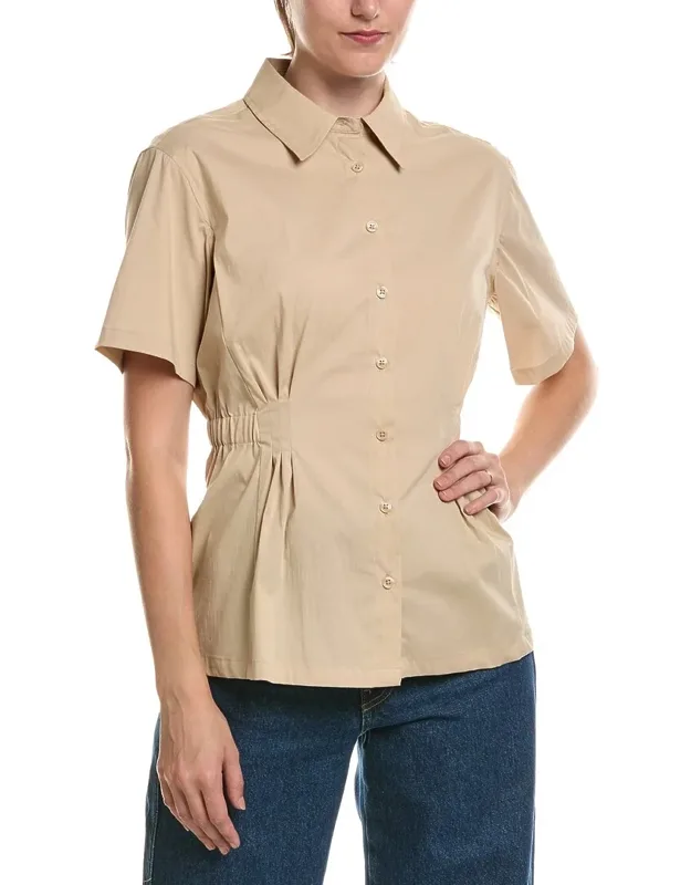 Pleated Waist Button-up Shirt