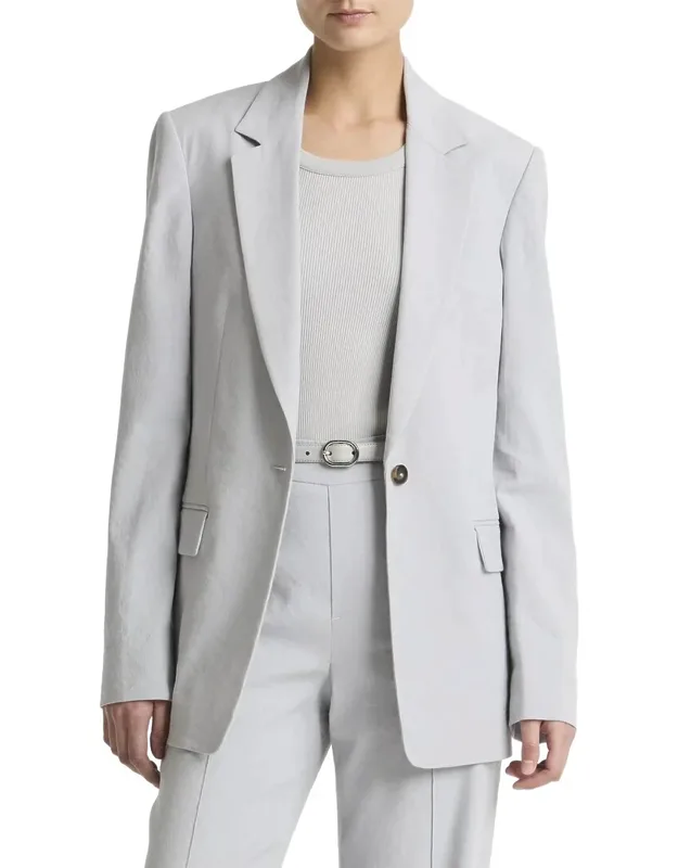 Linen-blend Single Breasted Blazer