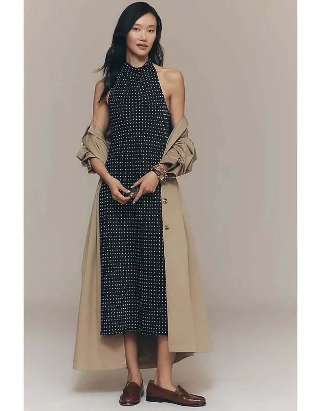 Satin Halter Midi Dress