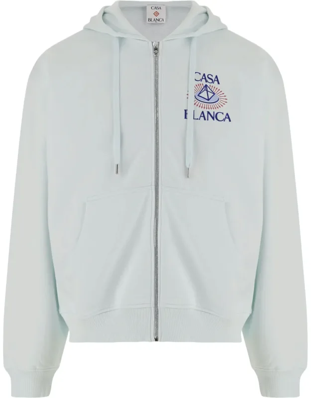 Logo Print Drawstring Cotton Hoodie