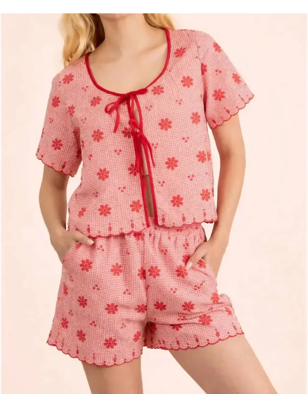 Gingham Tie Top