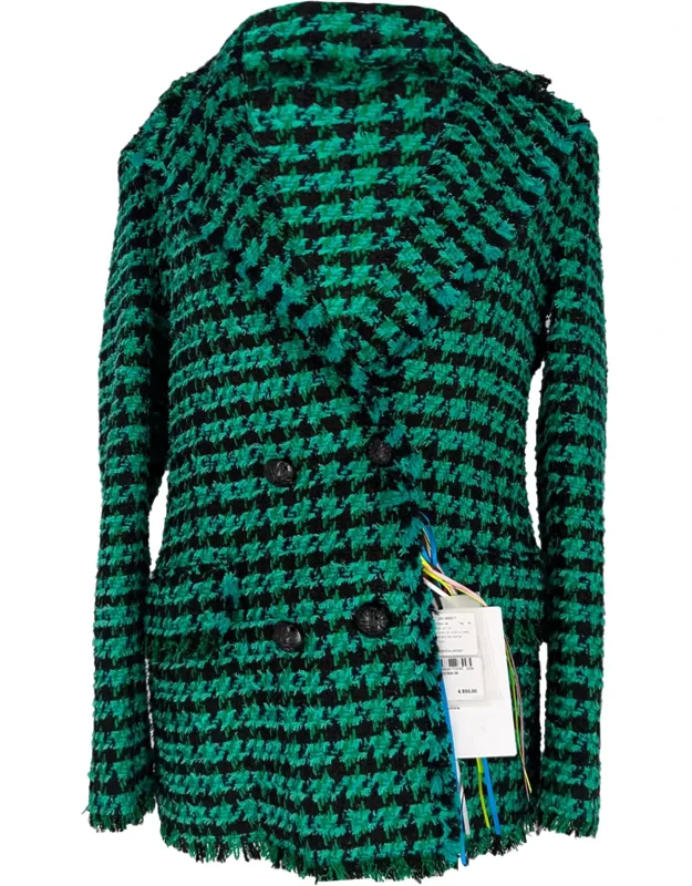 Houndstooth Double-breasted Blazer