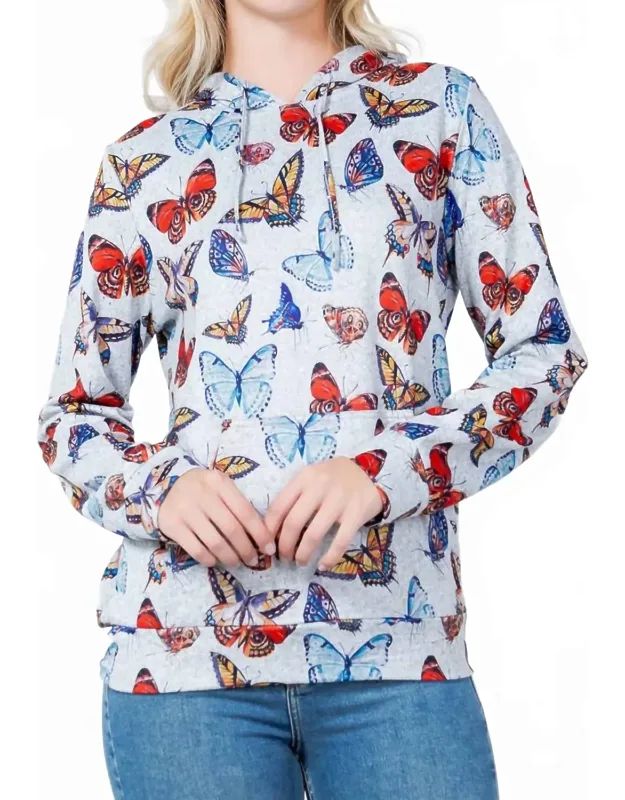 Butterfly Soft Sweater Knit Pullover Hoodie