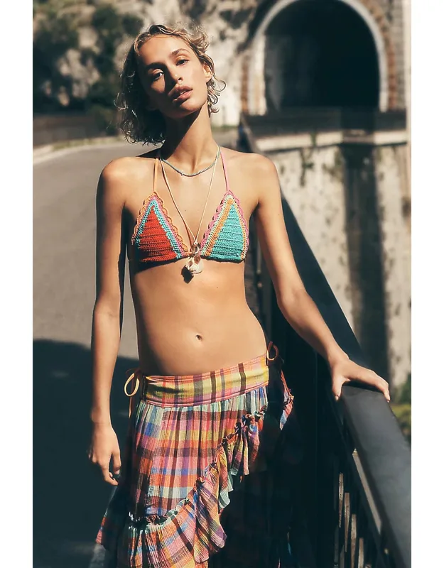 Winona Bikini Top - Colorblock Design, Tie Styling